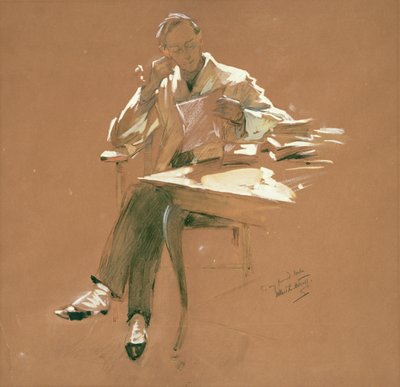 De professor (chacoal, pastel  gouache op papier) door Willard Leroy Metcalf
