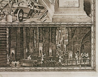 De zoutmijnen van Wieliczka bij Krakau produceerden ruwweg een derde van het inkomen van de Poolse koningen ... (gravure) door Willem (c.1597 1660) Hondius