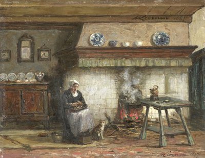 Interieur van een huisje in Scheveningen door Willem Adriaan Alexander Liernur