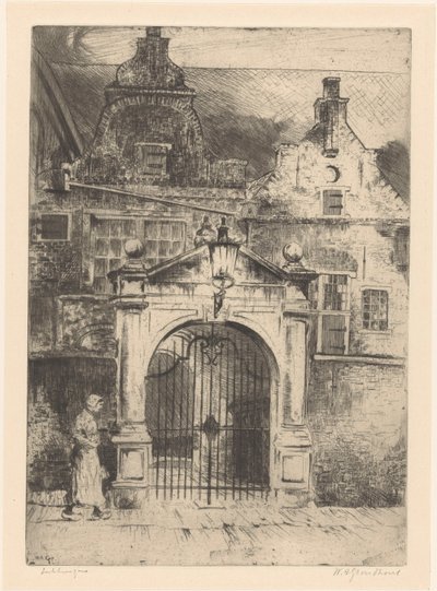 Enkhuizen door Willem Adrianus Grondhout (signed by artist)