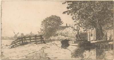 Huis aan het water in de Binckhorst in Den Haag door Willem Adrianus Grondhout (signed by artist)
