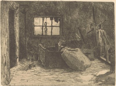 Interieur van een schuur door Willem Adrianus Grondhout (signed by artist)
