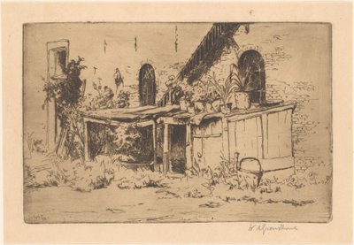 Kippenhok in een tuin in Voorburg door Willem Adrianus Grondhout (signed by artist)