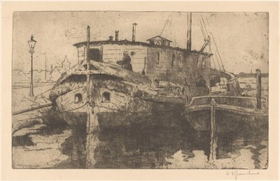 Laakhaven in Den Haag door Willem Adrianus Grondhout (signed by artist)