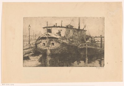Laakhaven in Den Haag door Willem Adrianus Grondhout (signed by artist)