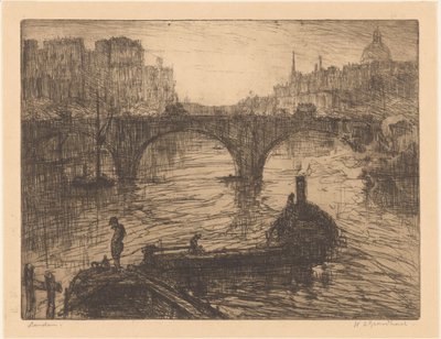 Londen door Willem Adrianus Grondhout (signed by artist)
