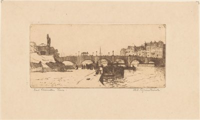 Pont de la Tournelle in Parijs door Willem Adrianus Grondhout (signed by artist)