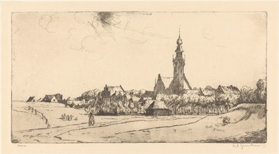 Veere door Willem Adrianus Grondhout (signed by artist)