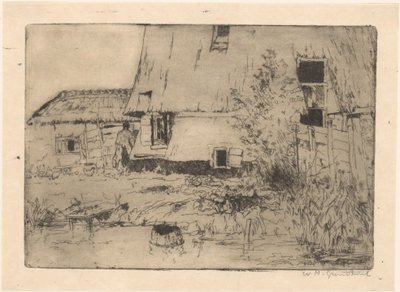 Voet van een molen in Voorburg door Willem Adrianus Grondhout (signed by artist)