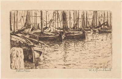 Volendam door Willem Adrianus Grondhout (signed by artist)