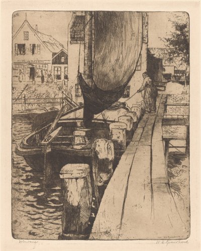 Volendam door Willem Adrianus Grondhout (signed by artist)
