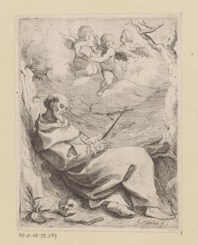 Heilige Franciscus van Assisi met crucifix door Willem Basse (attributed to)