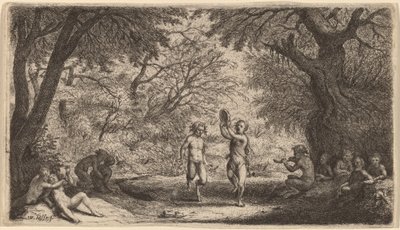 Bacchanaal met een Dansend Paar in het Midden door Willem Basse
