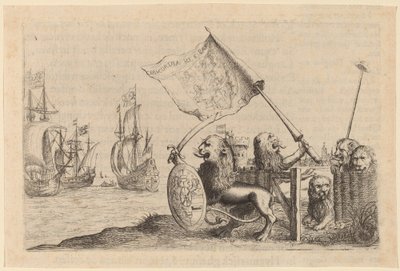 Leeuwen die de tuin van de Verenigde Provinciën beschermen door Willem Basse