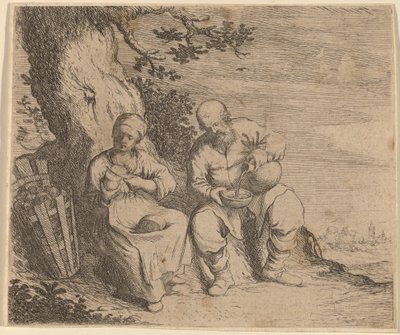 Boerenkoppel Zittend onder een Boom door Willem Basse