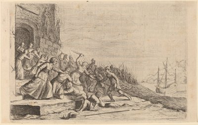 De volgelingen van Solon verdedigen de tempel van Venus door Willem Basse
