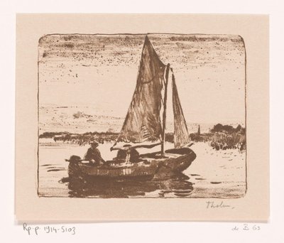 Man in zeilboot door Willem Bastiaan Tholen (signed by artist)