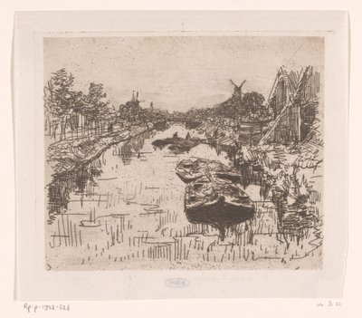 Kanaal met schuiten door Willem Bastiaan Tholen