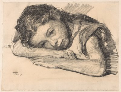 Liesbeth of Dora Arntzenius als kind, op een arm geleund door Willem Bastiaan Tholen