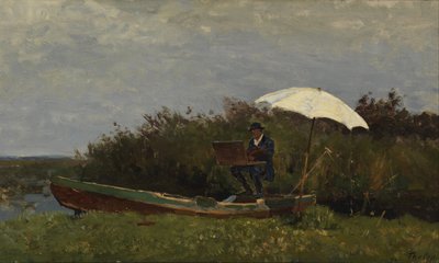 De Schilder Gabriël Werkend in een Boot, 1882 door Willem Bastiaan Tholen