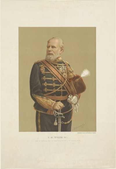 Portret van Willem III, koning der Nederlanden door Willem Bernardus IJzerdraat