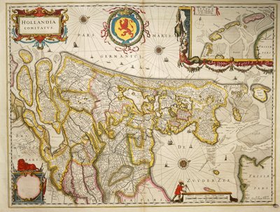 Holland uit Theatrum Orbis Terrarum door Willem Bleau, Amsterdam door Willem Blaeu