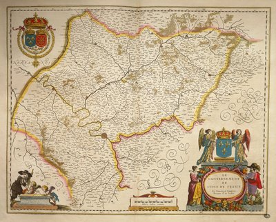 Île-de-France, Isle of France uit Theatrum Orbis Terrarum door Willem Bleau, Amsterdam door Willem Blaeu