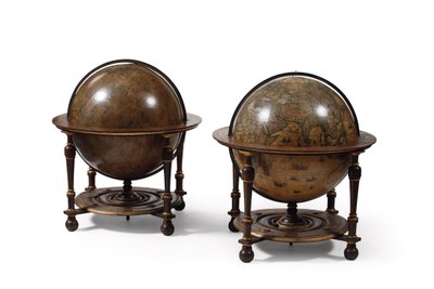 Grote Paar Bibliotheekglobes, de Terrestrische en de Hemelse door Willem Blaeu