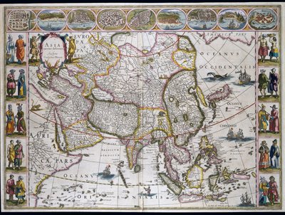 Kaart van Azië. Blad uit een atlas van Willem Janszoon Blaeu door Willem Blaeu
