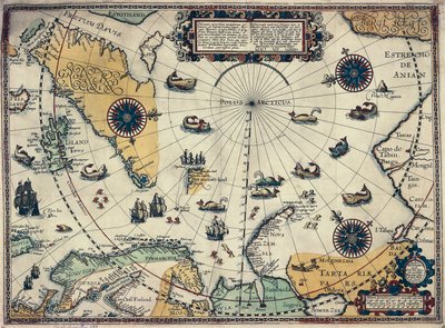 Kaart van poolgebieden, door Nederlandse cartograaf Willem Janszoon Blaeu door Willem Blaeu