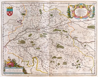 Riviervallei van de Loire met stad (Bloise, Amboise) - Touraine, in 