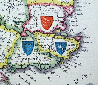 Schilden van Sussex, Kent en Essex uit de Heptarchie door Willem Blaeu