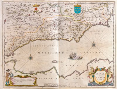 Straat van Gibraltar naar Alicante tot aan de Guadalquivir-vallei en Sevilla en de kust van Noord-Afrika, in 