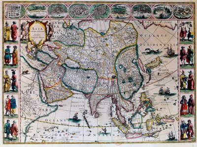 Het theater van de wereld of de nieuwe atlas Amsterdam. Geografische kaart van Azië door Willem Janszoon Blaeu door Willem Blaeu
