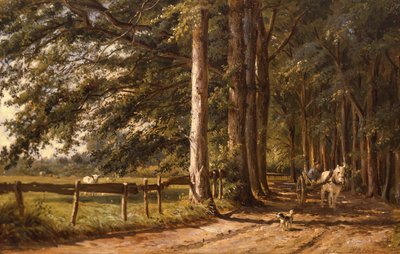 Paardenkar op een landweg door Willem Carel Nakken