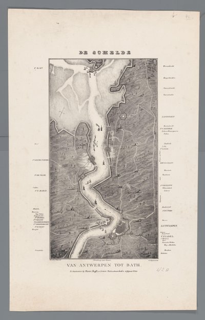 Loop van de Schelde van Fort Bath tot Antwerpen, 1832 door Willem Charles Magnenat