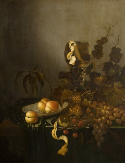 Stilleven met fruit en hockglas door Willem Claesz. (manner of) Heda