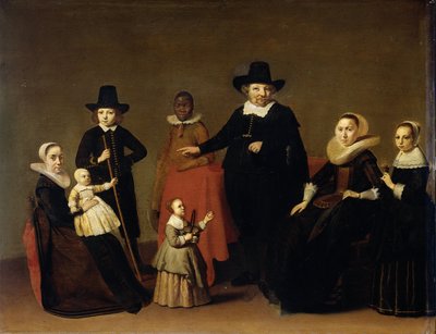 Familiegroep met een zwarte dienaar, ca. 1631-33 door Willem Cornelisz Duyster