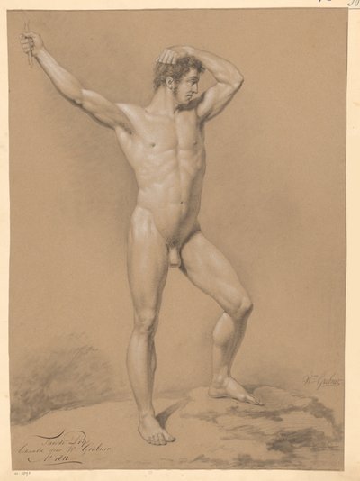 Staand mannelijk naakt, van voren gezien (2e prijs 1811) door Willem Grebner