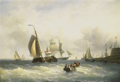 Ankerplaats bij Bremerhaven door Willem Gruyter jr.