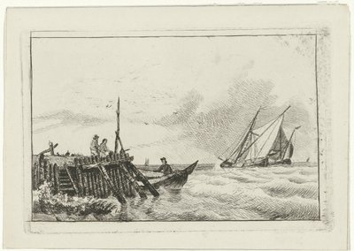 Pier aan water door Willem Gruyter jr.