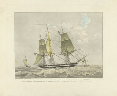 Zeilschip, sloep en loodsboot op het water door Willem Hendrik Hoogkamer