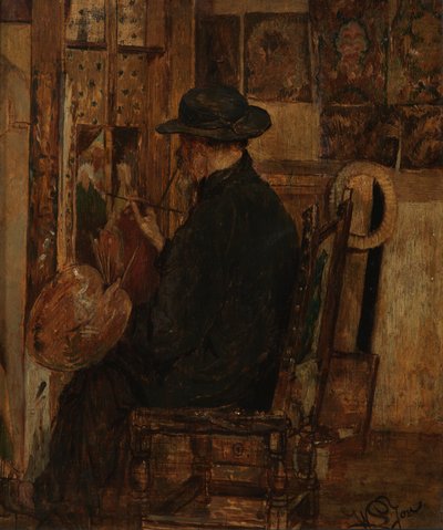 Het Atelier van Willem Linnig I, Vader van de Schilder door Willem II Linnig