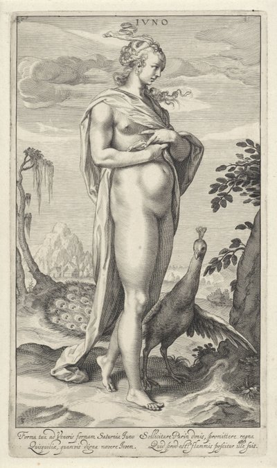 Juno met pauw door Willem Isaacsz. van Swanenburg