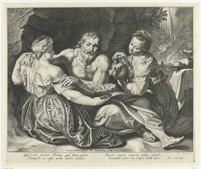 Lot dronken gevoerd door zijn dochters door Willem Isaacsz. van Swanenburg