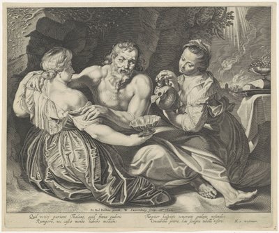 Lot dronken gevoerd door zijn dochters door Willem Isaacsz. van Swanenburg