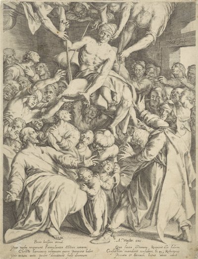 Verlamde door het dak naar Christus neergelaten door Willem Isaacsz. van Swanenburg