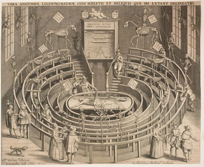 De Zaal van het Anatomisch Theater in Leiden door Willem Isaaksz Swanenburgh