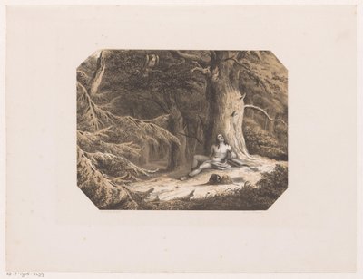 Half ontklede man in het bos door Willem Jacob Hofdijk