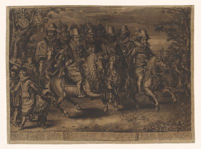 Ruiterstoet van de zes prinsen van het huis Oranje-Nassau door Willem Jacobsz Delff